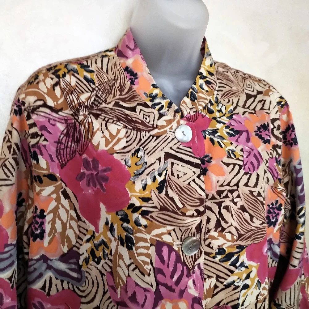 Laura Ashley Light Silk Blend Jacket NWOT L/XL - Picture 3 of 8